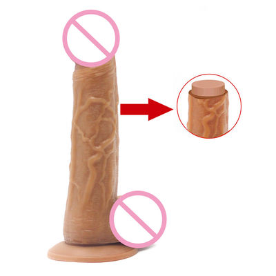 20cm Lifelike Penis Extension Dildo Sex Toy Brown With Pink Head