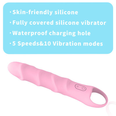 Handheld Full Silicone Sex Toy IPX7 Penis G Spot Dildo Vibrator With 5 Speed