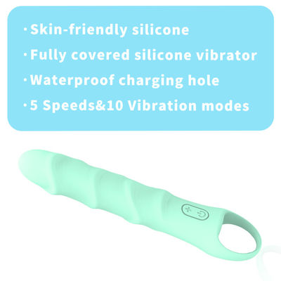 Full Silicone Sex Toy Waterproof IPX7 Womens Vibrator Light Green