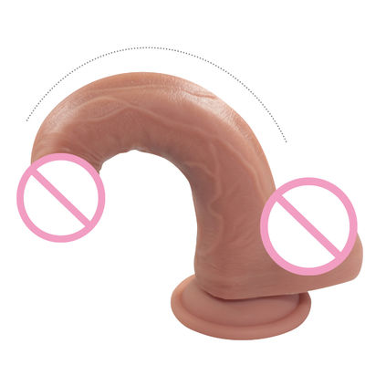 Double Layer 6.5 Inch Elastic Dildo Toy Lifelike Silicone Soft Penis For Women G Spot
