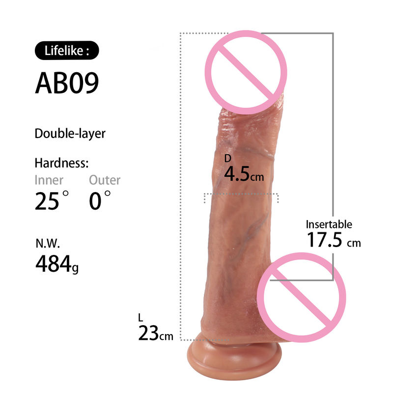 Big Size Suction Cup Dildo Sex Toy Soft Double Laryer Medical Grade Silicone For Women